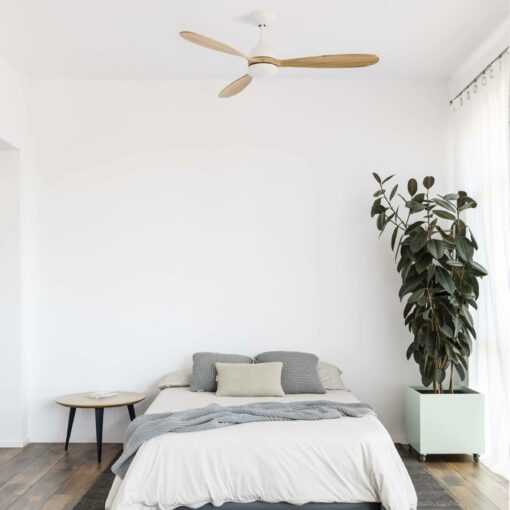 Faro Barcelona Poros Smart Wi-Fi Ανεμιστήρας Οροφής με Φως και Τηλεχειριστήριο Λευκός / Ξύλο  – 33524WP