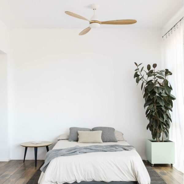Faro Barcelona Poros Smart Wi-Fi Ανεμιστήρας Οροφής με Φως και Τηλεχειριστήριο Λευκός / Ξύλο  – 33524WP