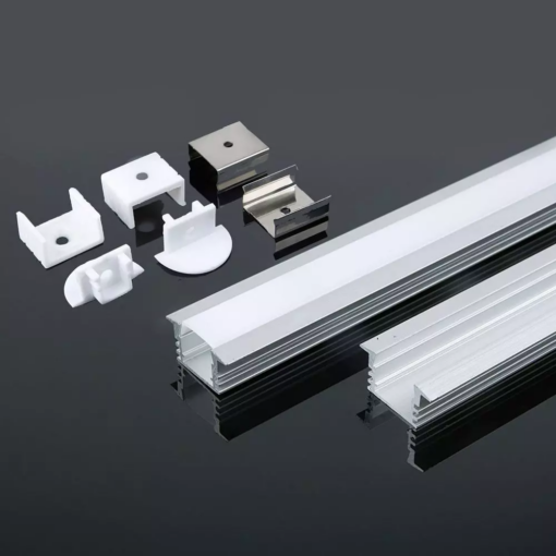 Προφίλ αλουμινίου για ταινίες LED χωνευτό 2000 x 24.5 x 12.2mm V-TAC – 3357