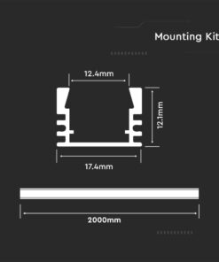 Προφίλ αλουμινίου για ταινίες LED 2000 x 17.4 x 12.1mm V-TAC – 3358