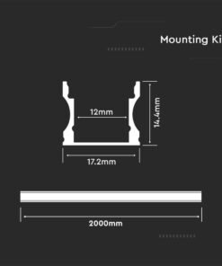 Προφίλ αλουμινίου για ταινίες LED 2000 x 17.2 x 15.5mm λευκό σώμα V-TAC – 3366