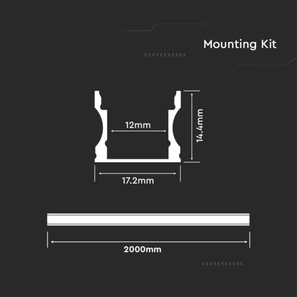 Προφίλ αλουμινίου για ταινίες LED 2000 x 17.2 x 15.5mm λευκό σώμα V-TAC – 3366