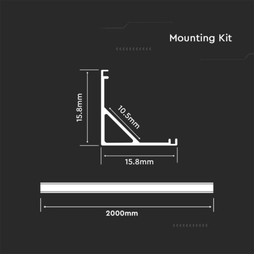 Προφίλ αλουμινίου για ταινίες LED γωνιακό 2000 x 15.8 x 15.8mm λευκό σώμα V-TAC – 3369
