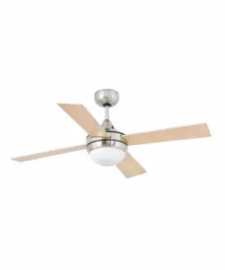 Faro Barcelona Ανεμιστήρας Οροφής Mini Icaria Νίκελ Ματ Ξύλο με Φως & Τηλεχειριστήριο – 33699