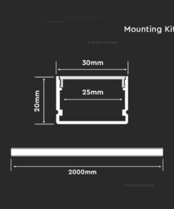 Προφίλ αλουμινίου για ταινίες LED 2000 x 30 x 20mm MILKY V-TAC – 3371