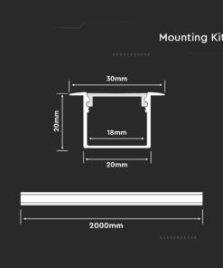 Προφίλ αλουμινίου για ταινίες LED 2000 x 30 x 20mm MILKY V-TAC – 3372