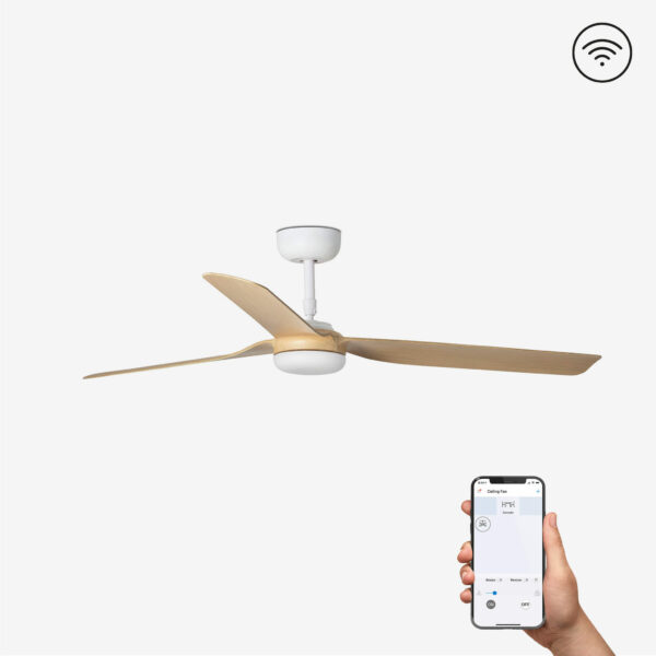 Faro Barcelona PUNT Smart Wi-Fi Ανεμιστήρας Οροφής με Τηλεχειριστήριο σε Χρώμα Ξύλου – 33816WP