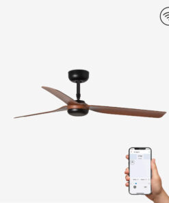 Faro Barcelona PUNT M Smart Wi-Fi Ανεμιστήρας Οροφής με Τηλεχειριστήριο σε Μάυρο/Ξύλο – 33817WP