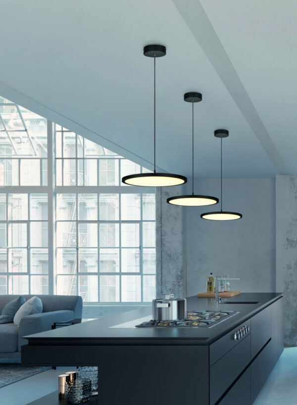 Κρεμαστό Φωτιστικό Trio Lighting TRAY , 29W · 3550lm, 3000K Μαύρο Ματ Μεταλλικό, Step Dimmable – 340910132