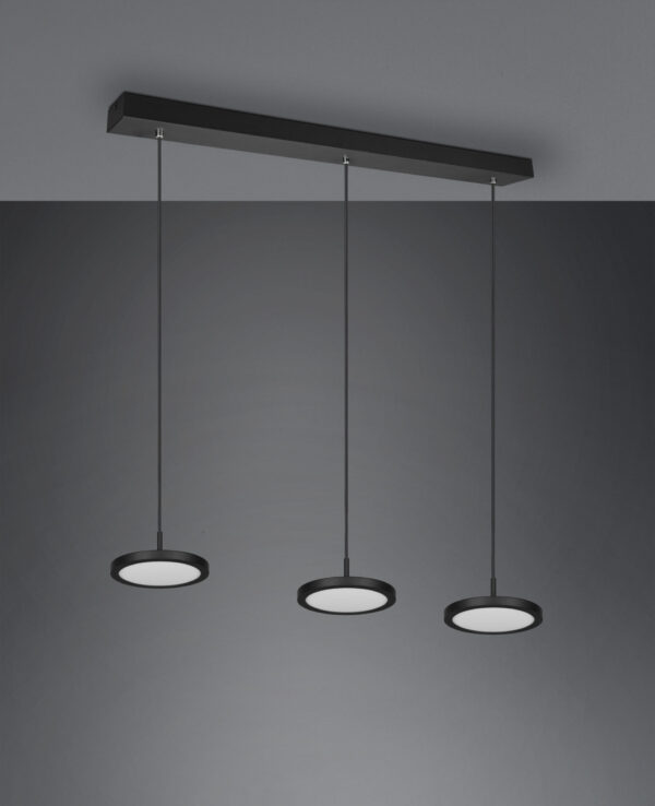 Κρεμαστό Φωτιστικό Trio Lighting TRAY 3x SMD, 10W · 3600lm, 3000K Μαύρο Ματ Μεταλλικό – 340910332
