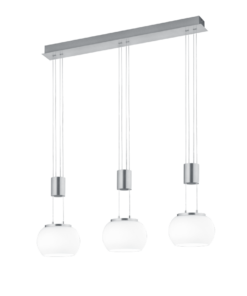 Κρεμαστό Φωτιστικό Trio Lighting MADISON 3x SMD, 8W · 2700lm, 3000K Νίκελ Ματ Αλουμίνιο, Step Dimmable – 342010307