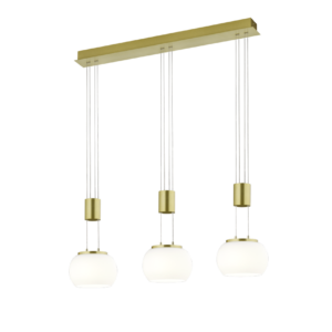 Κρεμαστό Φωτιστικό Trio Lighting MADISON 3x SMD, 8W · 2700lm, 3000K Ορείχαλκος Ματ Αλουμίνιο, Step Dimmable – 342010308