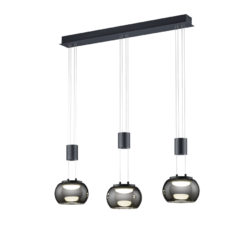Κρεμαστό Φωτιστικό Trio Lighting MADISON 3x SMD, 8W · 2700lm, 3000K Μαύρο Ματ Αλουμίνιο, Step Dimmable – 342010332