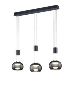 Κρεμαστό Φωτιστικό Trio Lighting MADISON 3x SMD, 8W · 2700lm, 3000K Μαύρο Ματ Αλουμίνιο, Step Dimmable – 342010332