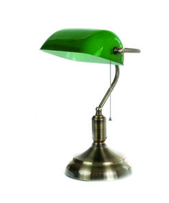InLight Επιτραπέζιο φωτιστικό από οξυντέ μέταλλο και πράσινο γυαλί 1XE27 D:38cm (3431-BR)