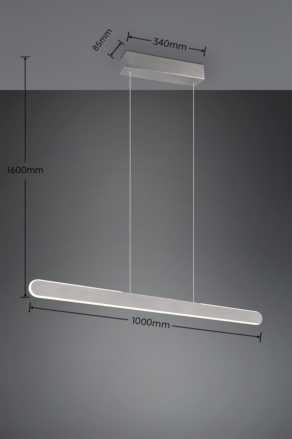 Κρεμαστό Γραμμικό Φωτιστικό Up-Down HELIOS Trio Lighting LED 28W 3300lm CCT Dimmable Αφής Βουρτσισμένο Αλουμίνιο – 343310105