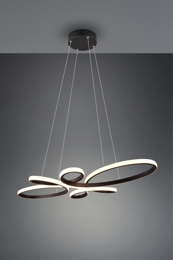 Κρεμαστό Φωτιστικό FLY Trio Lighting LED 32W 3900lm 3000K Step Dimmable Μαύρο Ματ – 345619132