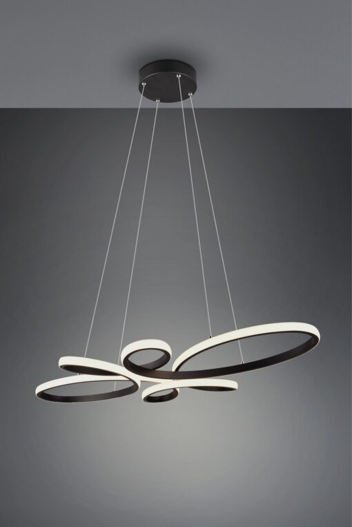 Κρεμαστό Φωτιστικό FLY Trio Lighting LED 32W 3900lm 3000K Step Dimmable Μαύρο Ματ – 345619132