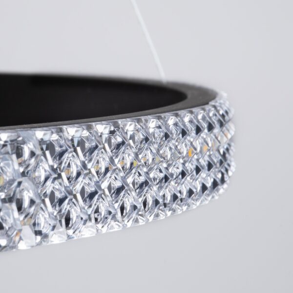 GloboStar® DIAMOND TRIO 61140 Κρεμαστό Φωτιστικό Δαχτυλίδι-Κύκλος LED CCT 150W 18379lm 360° AC 220-240V – Εναλλαγή Φωτισμού μέσω Τηλεχειριστηρίου All In One Ψυχρό 6000k+Φυσικό 4500k+Θερμό 2700k Dimmable Φ60+80+100cm – Μαύρο – 3 Years Warranty