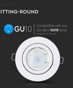 Στρογγυλό φωτιστικό GU10, συμβατό με όλες τις λάμπες GU10, ιδανικό για εσωτερικούς χώρους. Λάμπες δεν περιλαμβάνονται.