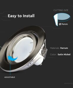 Ρυθμιζόμενο σποτ φωτιστικό οροφής σε χρώμα σατινέ νικέλιο, εύκολη εγκατάσταση, άνοιγμα 74mm.