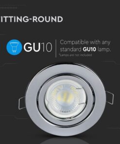 Στρογγυλή βάση GU10 για λάμπες, μεταλλική, κατάλληλη για κάθετυπική λάμπα GU10, λάμπες δεν περιλαμβάνονται.