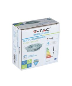 Κουτί φωτιστικού σποτ V-TAC LED VT-7227, στρόγγυλο, συμβατό με GU10, IP20, 3 χρόνια εγγύηση.
