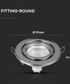 Στρογγυλό φωτιστικό οροφής, διάμετρος 99mm, βάθος 30.8mm, μεταλλικό φινίρισμα, ιδανικό για μοντέρνο φωτισμό.