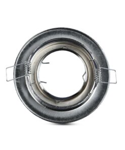 Μεταλλική βάση σποτ οροφής, στρογγυλή, γκρι χρώμα, συμβατή με LED, για κρυφό φωτισμό σε εσωτερικούς χώρους.