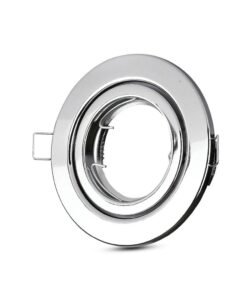 Στρογγυλό μεταλλικό σποτ αλουμινίου για χωνευτό LED φωτισμό, ασημί φινίρισμα, μοντέρνος σχεδιασμός.