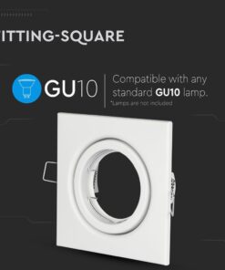 Τετράγωνος προσαρμογέας GU10 για λάμπες LED, λευκός, συμβατός με εσοχή φωτισμού. Δεν περιλαμβάνονται λάμπες.
