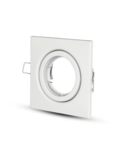 Τετράγωνη βάση σποτ οροφής λευκή, ρυθμιζόμενη κλίση για LED λυχνίες. Κατάλληλη για μοντέρνα διακόσμηση χώρου.