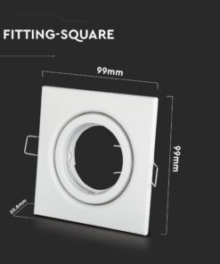 Τετράγωνο φις για σποτάκι, λευκό, διαστάσεις 99x99mm, οπή 30,8mm, ιδανικό για μοντέρνο φωτισμό.