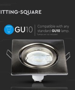 Τετράγωνη βάση φωτιστικού GU10, κατάλληλη για λάμπες GU10. Ασημί φινίρισμα. Δεν περιλαμβάνονται λάμπες.