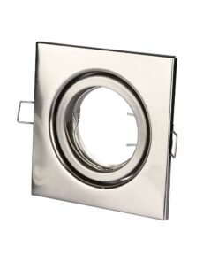 Τετράγωνο σποτ φωτιστικό νίκελ, χωνευτό, ρυθμιζόμενο για εσωτερική οροφή. Κατάλληλο για σύγχρονη διακόσμηση.
