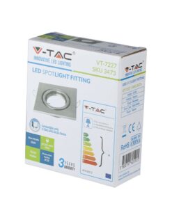 Σποτ LED V-TAC 35W ασημένιο, στρογγυλό, βάσης GU10, IP20, συμβατότητα ενεργειακής κλάσης Α+.