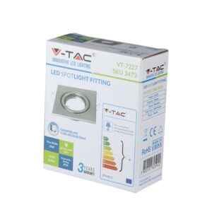 Σποτ LED V-TAC 35W ασημένιο, στρογγυλό, βάσης GU10, IP20, συμβατότητα ενεργειακής κλάσης Α+.