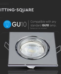 Τετράγωνο ντουί GU10 σε γκρι απόχρωση, συμβατό με στάνταρ λάμπες GU10, λάμπες δεν περιλαμβάνονται.