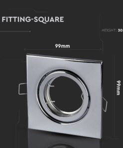 Τετράγωνο χωνευτό φωτιστικό, γυαλιστερό φινίρισμα, διαστάσεις 99x99mm, ύψος 30,8mm.