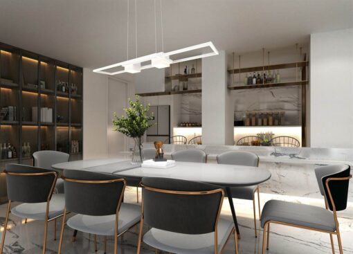LED Κρεμαστό Φωτιστικό ALBANY Λευκό Ματ 37W 4300lm CCT Dimmable με Τηλεχειριστήριο Trio Lighting – 347710431