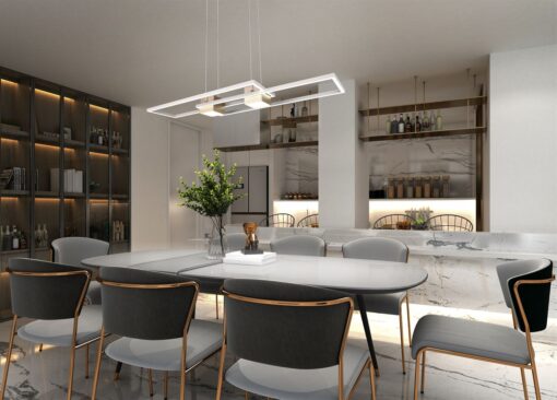 LED Κρεμαστό Φωτιστικό ALBANY Καφέ 37W 4300lm CCT Dimmable με Τηλεχειριστήριο Trio Lighting – 347710465