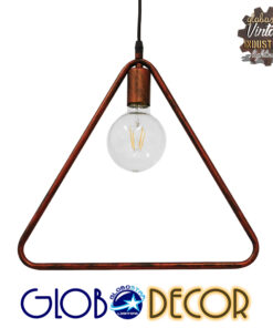 GloboStar® DELTA 01581 Μοντέρνο Κρεμαστό Φωτιστικό Οροφής Μονόφωτο 1 x E27 Καφέ Σκουριά Μεταλλικό Μ38 x Π4 x Υ33cm