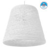 GloboStar® PLAYROOM 01562 Vintage Κρεμαστό Φωτιστικό Οροφής Μονόφωτο 1 x E27 Λευκό Ξύλινο Ψάθινο Rattan Φ32 x Υ27cm