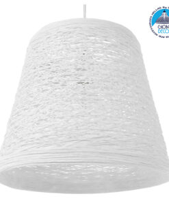 GloboStar® PLAYROOM 01562 Vintage Κρεμαστό Φωτιστικό Οροφής Μονόφωτο 1 x E27 Λευκό Ξύλινο Ψάθινο Rattan Φ32 x Υ27cm