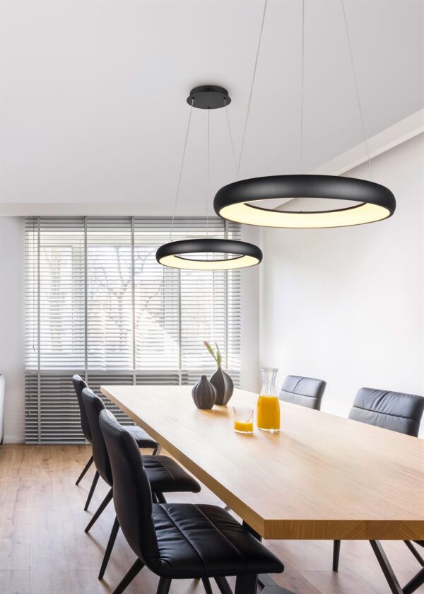 LED Κρεμαστό Φωτιστικό Μαύρο Ματ Φ46 Cardona 29W 3300lm CCT Step Dimmable Trio Lighting – 349614532