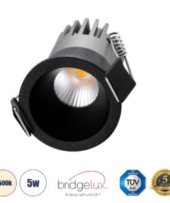 GloboStar® MICRO-S 60238 Χωνευτό LED Spot Downlight TrimLess Φ4cm 5W 650lm 38° AC 220-240V IP20 Φ4 x Υ5.9cm – Στρόγγυλο – Μαύρο – Φυσικό Λευκό 4500K – Bridgelux COB – 5 Years Warranty