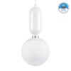 GloboStar® MAVERICK 00944 Μοντέρνο Κρεμαστό Φωτιστικό Οροφής Μονόφωτο 1 x E27 Λευκό Μεταλλικό Γυάλινο Μπάλα Φ15 x Υ15cm