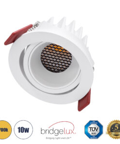 GloboStar® LEO-R 60285 Χωνευτό LED Spot Downlight TrimLess Φ8.5cm 10W 1250lm 38° AC 220-240V IP20 Φ8.5 x Υ6.6cm – Στρόγγυλο – Κινούμενο – Λευκό & Anti-Glare HoneyComb – Θερμό Λευκό 2700K – Bridgelux COB – 5 Years Warranty