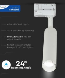 LED Φωτιστικό Ράγας Λευκό 7W V-TAC PRO Samsung Chip COB CRI >90 24° 420lm Θερμό Λευκό 3000K – 350