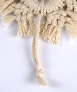 GloboStar® 35014 Διακοσμητικό Κρεμαστό Μακραμέ Κρίκος Χειροποίητο Μπεζ Φ13cm